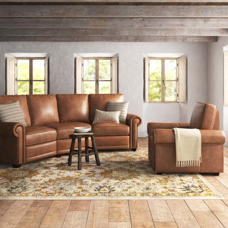 Birch Lane™ Dorfman 117" Wide Genuine Leather Symmetrical Reclining